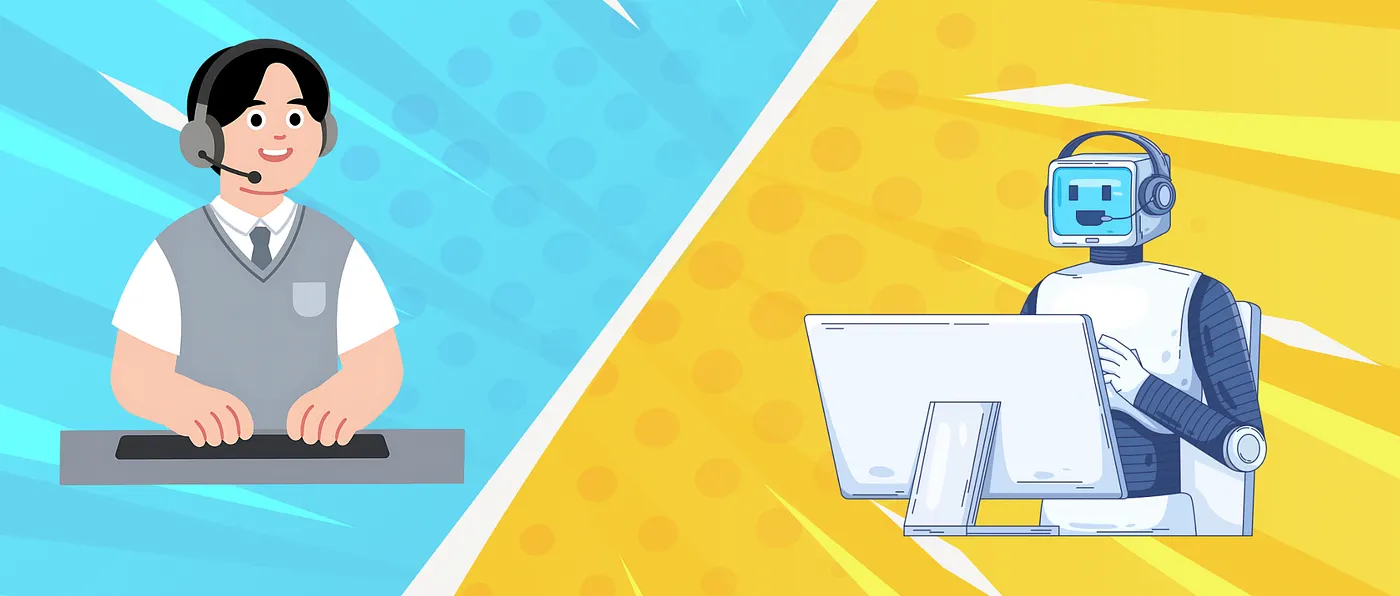 AI robot and human custer servant